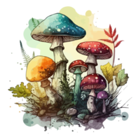 Watercolor painting about mushrooms png