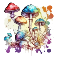 Watercolor painting about mushrooms png