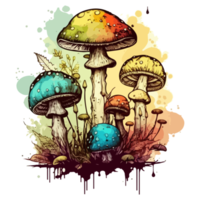 Watercolor painting about mushrooms png