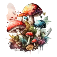 Watercolor painting about mushrooms