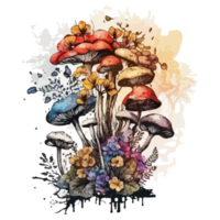 Watercolor painting about mushrooms png