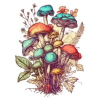 Watercolor painting about mushrooms png