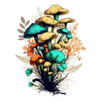 Watercolor painting about mushrooms png