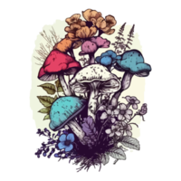 Watercolor painting about mushrooms png