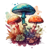 Watercolor painting about mushrooms png