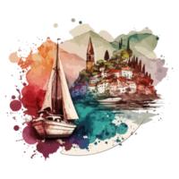 Aquarell Gemälde von ein Segelboot png