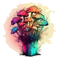 Watercolor painting about mushrooms png