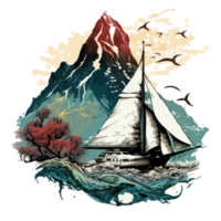 Aquarell Gemälde von ein Segelboot png