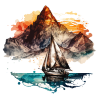 Aquarell Gemälde von ein Segelboot png