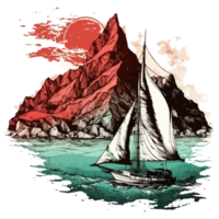 Aquarell Gemälde von ein Segelboot png