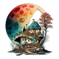 vattenfärg målning av en svamp hus png