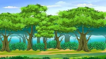 Forest nature scene for cartoon animation. vector