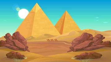 Pyramids in desert area for animation. vector