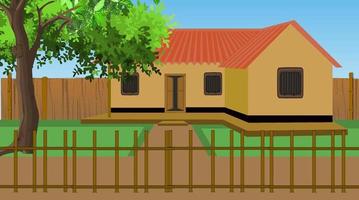 Poor rural village house. vector