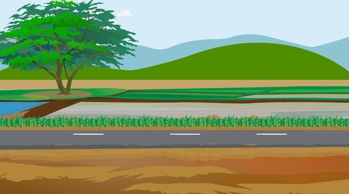 Village scene for cartoon animation.