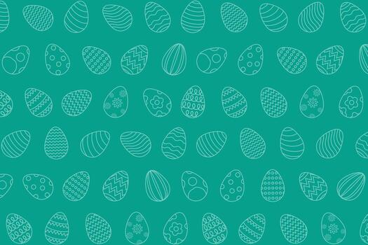 Seamless Pattern of Happy Easter in Line art style with eggs. Good for greeting card, banner, poster, flyer, and web. vector