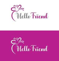 Attractive Gift box, Hello friend logo design vector art graphics.