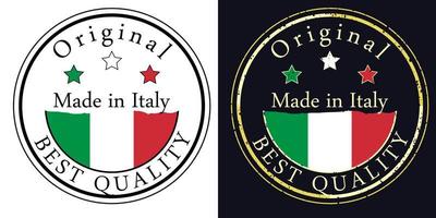 Round labels with flag, original best quality. Vector illustration of Italy flag.