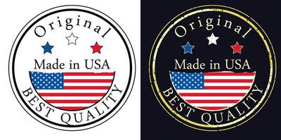 Round labels with flag, original best quality. Vector illustration of USA American flag.