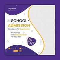 School Admission Social Media Post Design vector