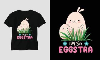 Pascua de Resurrección domingo camiseta diseño con conejitos, conejos, huevos, etc. vector