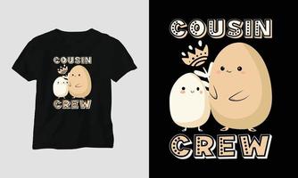 Easter Sunday T-shirt design with bunnies, rabbits, eggs, etc. vector