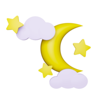 3d Luna y estrella ilustración