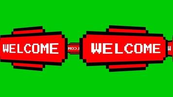 Green screen pixel welcome text animation video