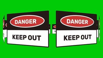 Green screen warning sign animation video