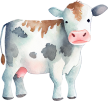 vaca granja animal acuarela ilustración png