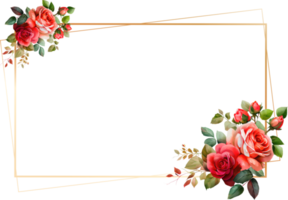 oro telaio con Rose fiore acquerello png