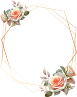 Gold Frame With Roses Flower Watercolor png