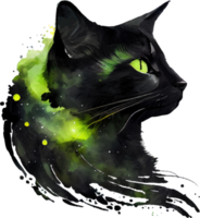 Celestial Black Cat Watercolor png