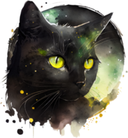 Celestial Black Cat Watercolor png