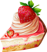 Erdbeerkuchen Aquarell png