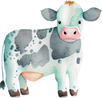 mucca azienda agricola animale acquerello illustrazione png