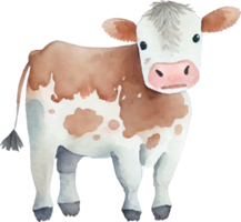 mucca azienda agricola animale acquerello illustrazione png