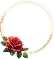 oro telaio con Rose fiore acquerello png