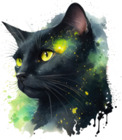 celestial Preto gato aguarela png