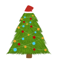Cute Christmas Tree with Santa hat png