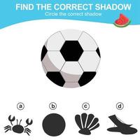 Find the correct shadow. Matching shadow game for children. Worksheet for kid. Educational printable worksheet. Vector illustration.