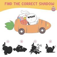 Find the correct shadow. Matching shadow game for children. Worksheet for kid. Educational printable worksheet. Vector illustration.