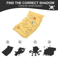 Find the correct shadow. Match the image with the shadow. Worksheet for kid. Educational printable worksheet. Vector illustration.