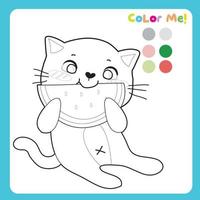 colorante página con verano tema. colorante actividad para niños. vector archivo.