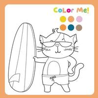 Colouring page with summer theme. Coloring activity for kids. Vector file.