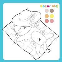 Colouring page with summer theme. Coloring activity for kids. Vector file.