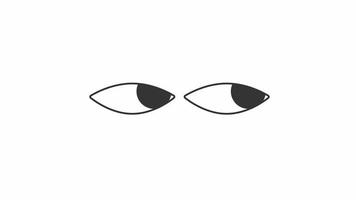 Animated moving eyes loader. Confused looking. Simple black and white loading icon. 4K video footage with alpha channel transparency. Wait-animation progress indicator for web UI design