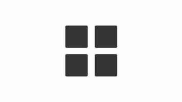 Animated splitting squares loader. Transformation. Simple black and white loading icon. 4K video footage with alpha channel transparency. Wait-animation progress indicator for web UI design