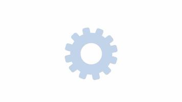 Animated mechanical gear rotation. Machine component. Toothed wheel. Flat cartoon style icon 4K video footage. Color isolated object animation on white background with alpha channel transparency