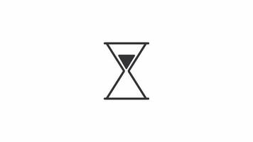 Animated sand timer loader. Sandglass watch. Simple black and white loading icon. 4K video footage with alpha channel transparency. Wait-animation progress indicator for web UI design